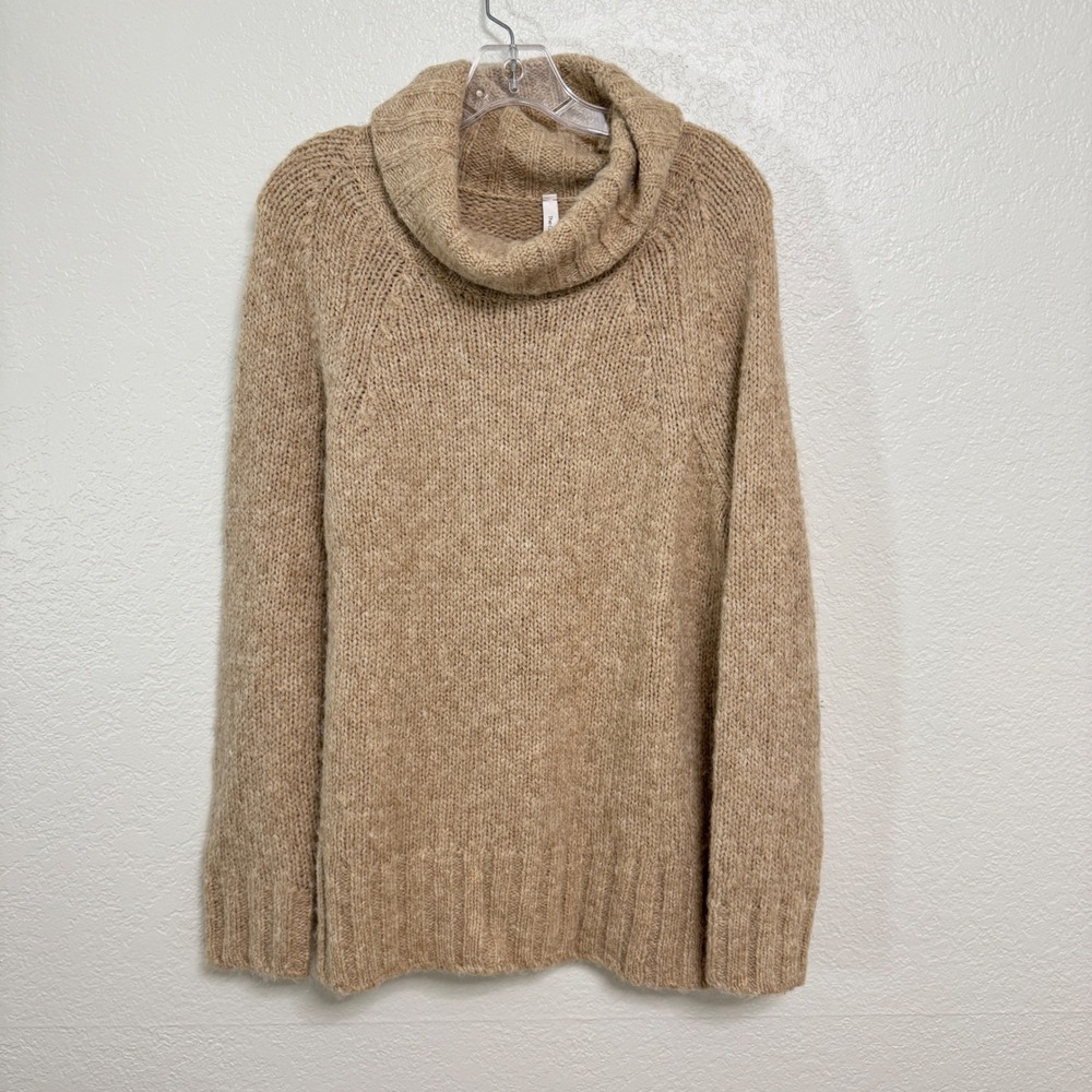 The Group Babaton Sweater Womens M Beige Alpaca Wool Oversized Turtleneck Knit